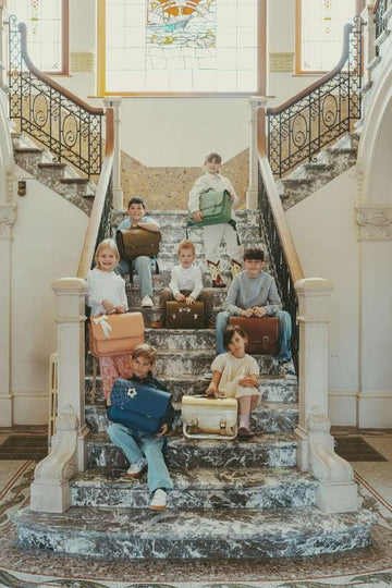 Lederen schooltas met magneetsluiting - Football Cobalt